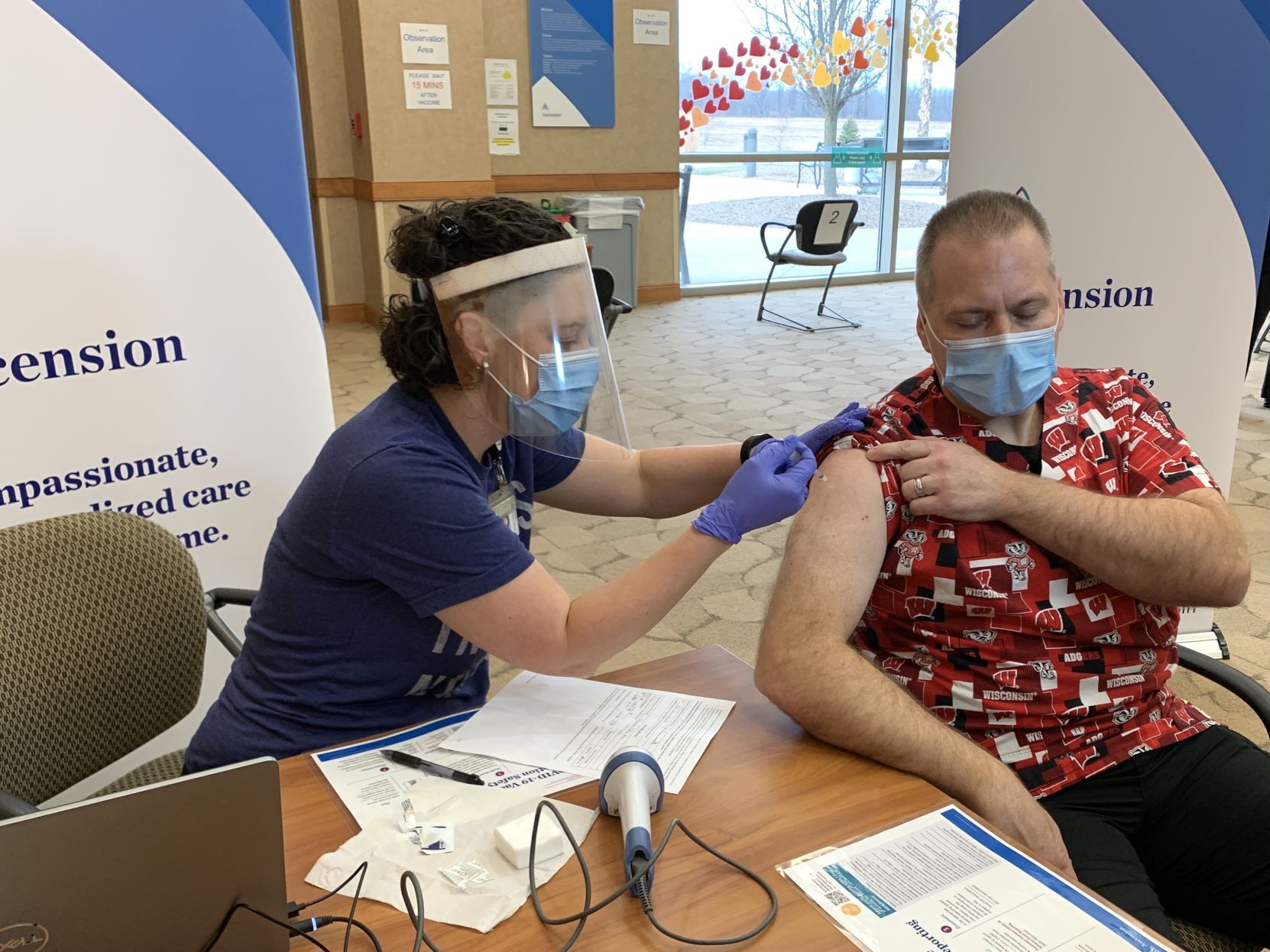 James Gruenewald, an RN in the ICU, at Ascension Franklin gets vaccinated